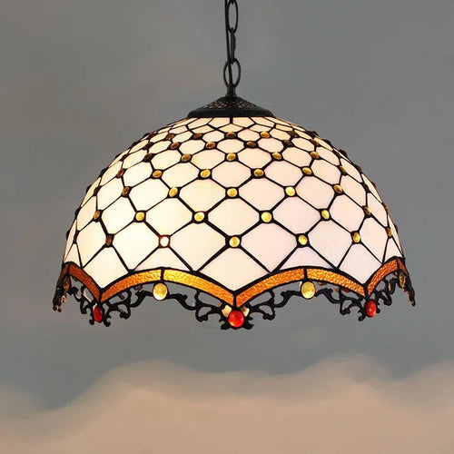 Lustre en verre coloré Tiffany rétro européen - vue 13 sur 29
