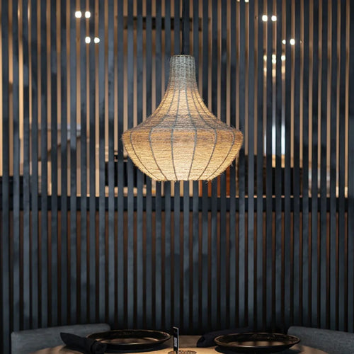 lustre en corde de chanvre tissé à la main style wabi sabi - vue 2 sur 10