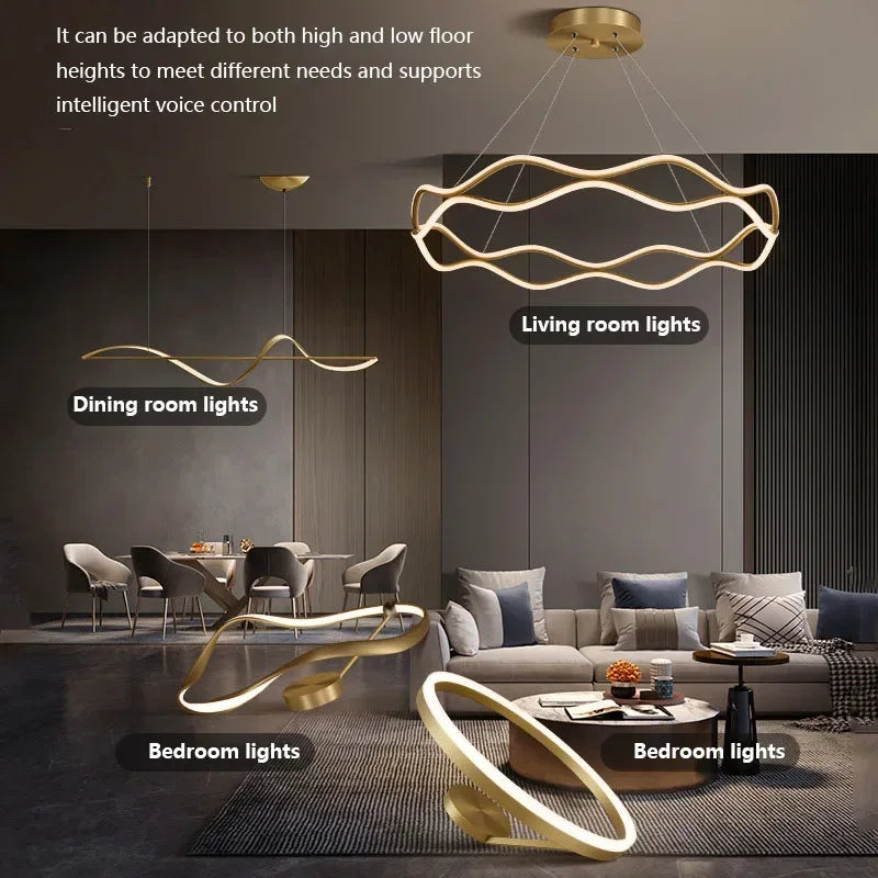 suspension moderne à led pour décoration intérieure élégante et luxueuse - vue 5 sur 18