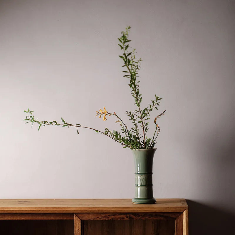 vase en céladon fleur literati décoration créative florale - vue 3 sur 6
