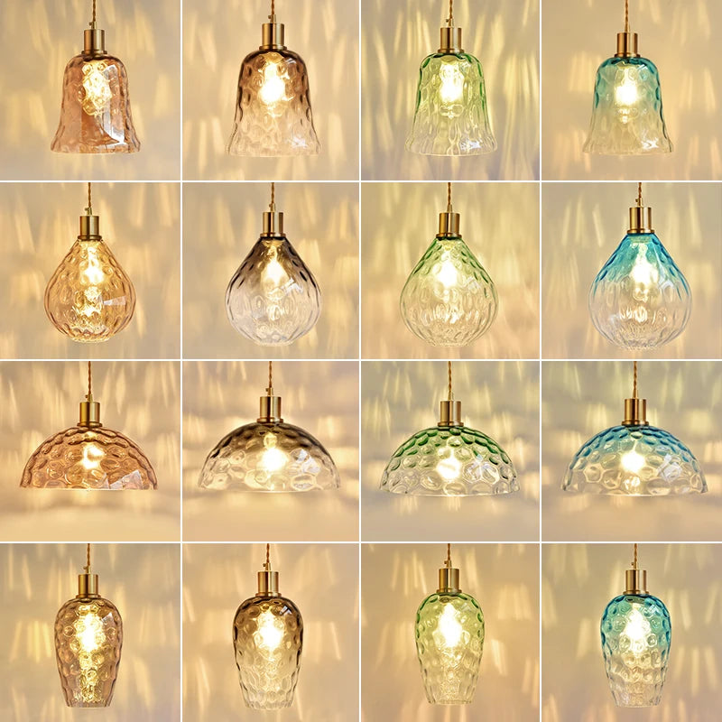suspension vintage en verre coloré pour décoration nordique et loft
