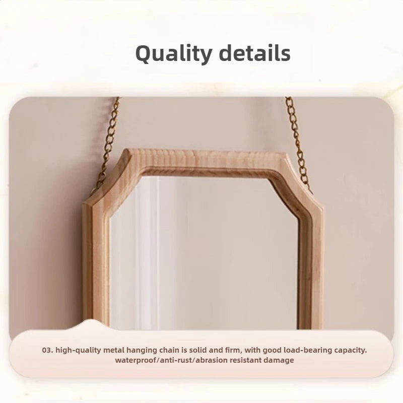 miroir vintage en bois massif pour maquillage étanche et antirouille - vue 6 sur 15