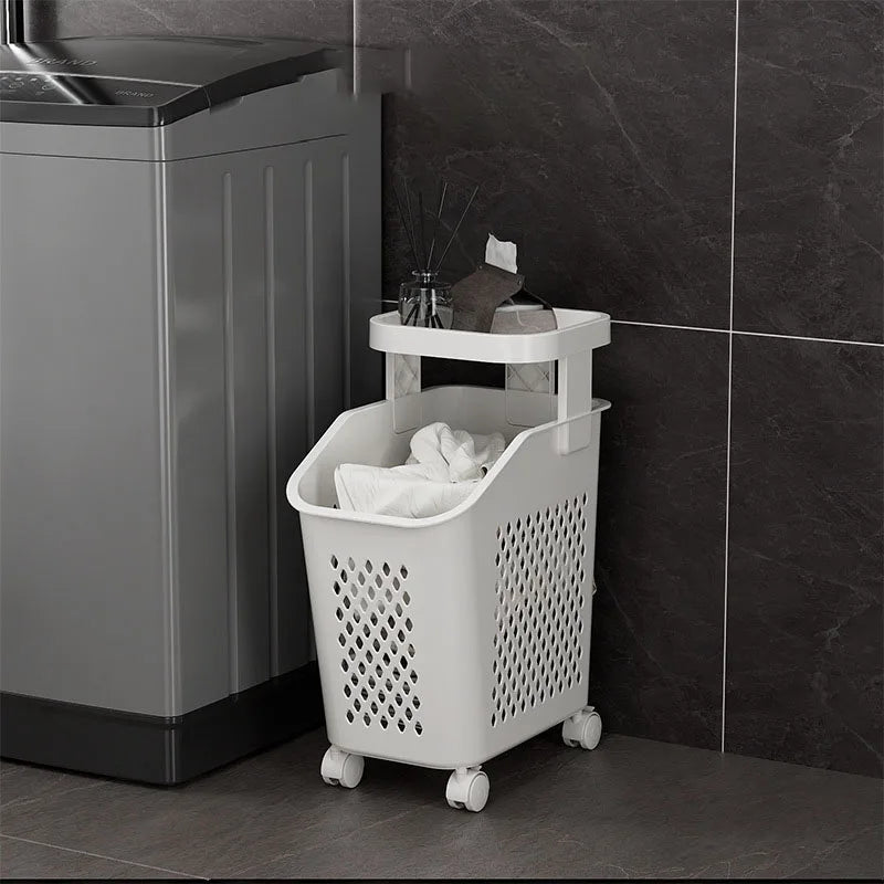 panier de rangement pour linge sale avec roulettes pratiques - vue 9 sur 9
