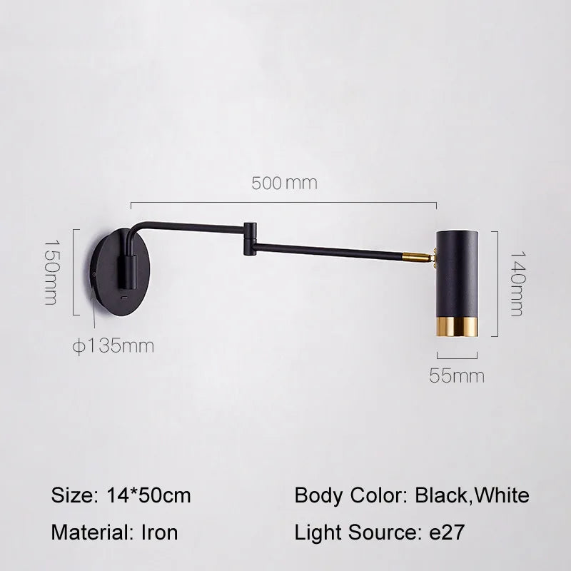 applique murale led modernes avec interrupteur tactile réglables - vue 6 sur 8