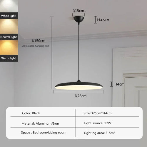 lampe led suspendue design nordique avec soucoupe volante - vue 9 sur 14