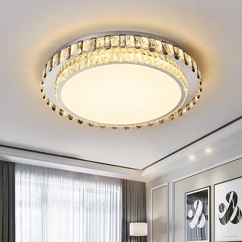 plafonnier led en cristal de luxe rond moderne - vue 3 sur 15