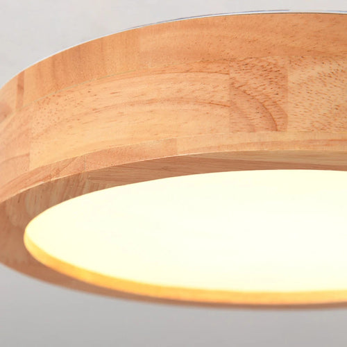 plafonnier led rond simple en bois décor nordique lampen - vue 4 sur 7