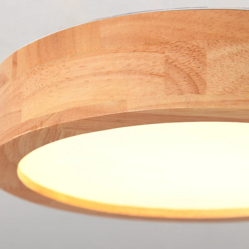 plafonnier led rond simple en bois décor nordique lampen