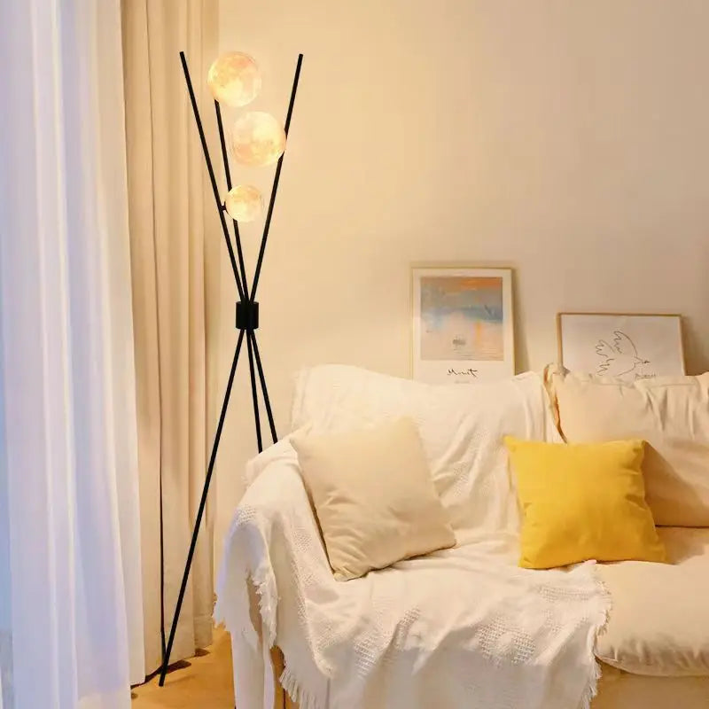 lampadaire lune led 3d design nordique trépied décoration