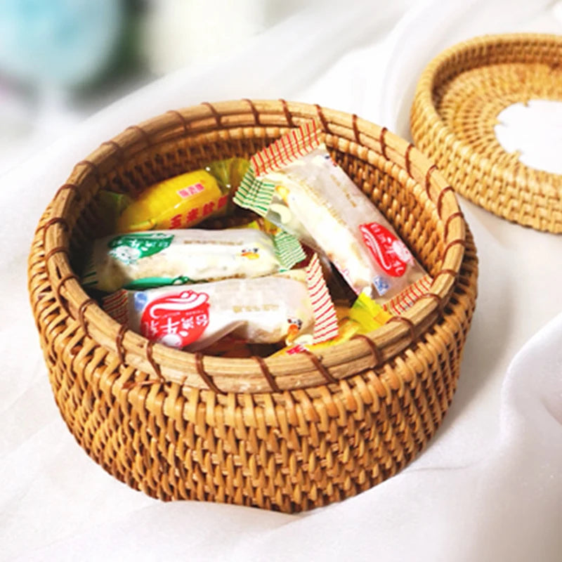 panier de pique-nique tissé à la main avec couvercle - vue 5 sur 7