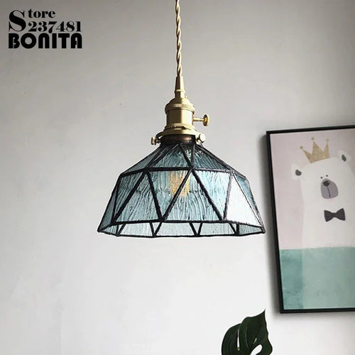 suspension en verre pur avec design ondulé en cuivre - vue 2 sur 9