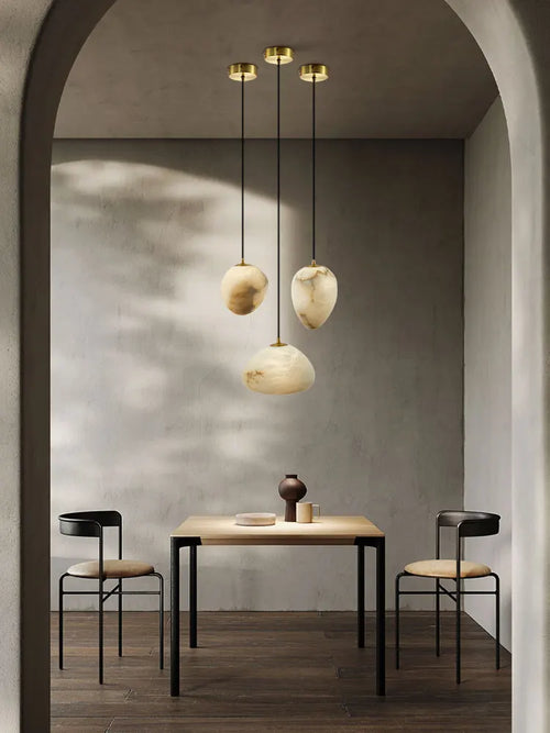 lustre suspendu en marbre géométrique pour éclairage moderne - vue 2 sur 12