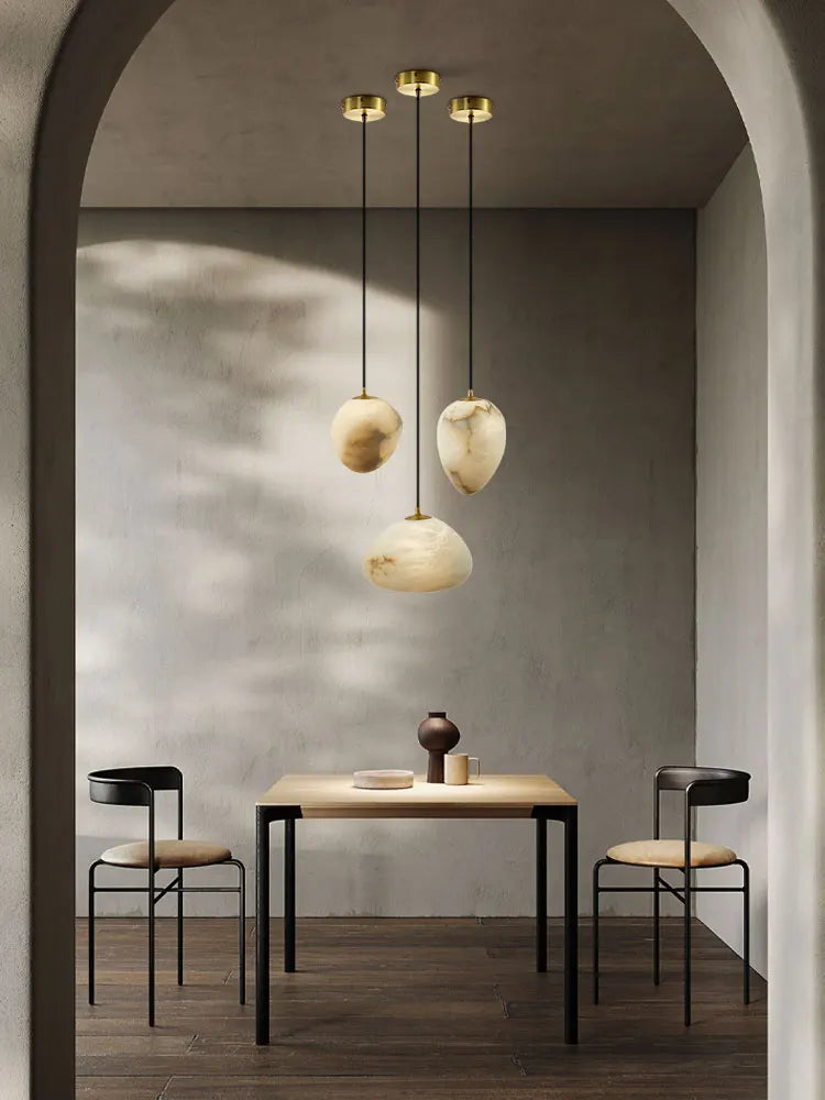 lustre suspendu en marbre géométrique pour éclairage moderne - vue 2 sur 12