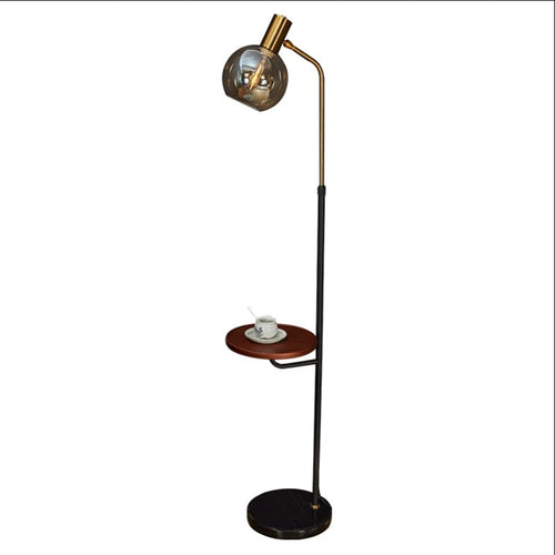 Lampadaire LED moderne ambre verre marbre Base bois pour salon chambre lecture éclairage E27 ampoule - vue 2 sur 8