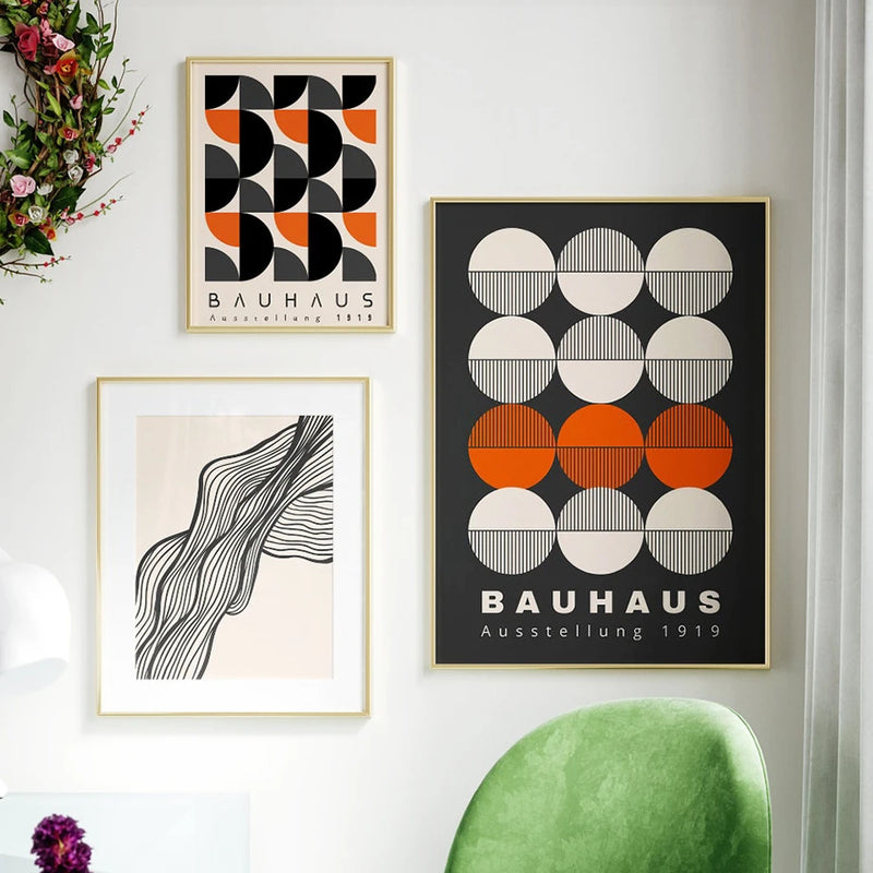 affiches art mural géométriques style bauhaus pour décoration moderne