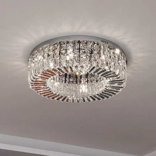 lustre moderne en cristal chrome rond nordique led suspendu