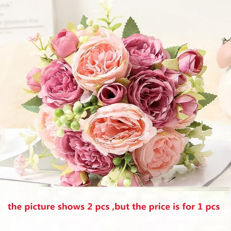 pivoines artificielles en soie pour décoration élégante et raffinée - vue 8 sur 15