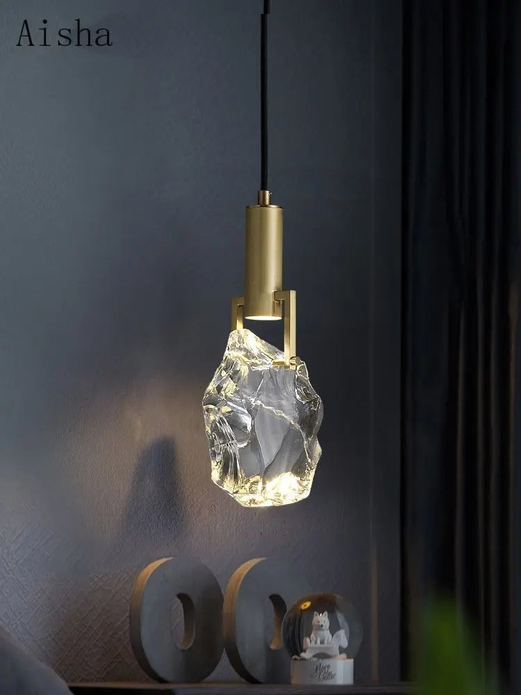 suspension led en cristal luxe légère pour décoration intérieure - vue 4 sur 11