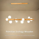 lustre moderne en bois et verre laiteux pour espaces contemporains