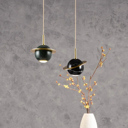 lustre circulaire en marbre naturel style nordique pour bars et restaurants - vue 6 sur 9