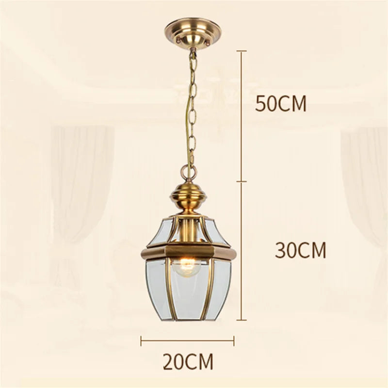 suspension led antique en verre et cuivre pour extérieur et intérieur - vue 6 sur 7