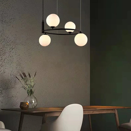 Lustre nordique en verre blanc - vue 5 sur 13
