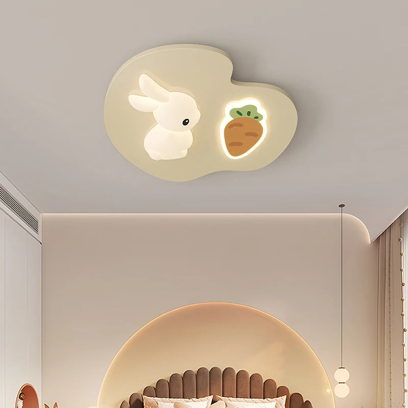 Creative Children's Room Ceiling Lamps Carrot Cloud Rabbit Ceiling Light Nursery Room School Baby Girl Bedroom Chandelier AC220V - vue 3 sur 15