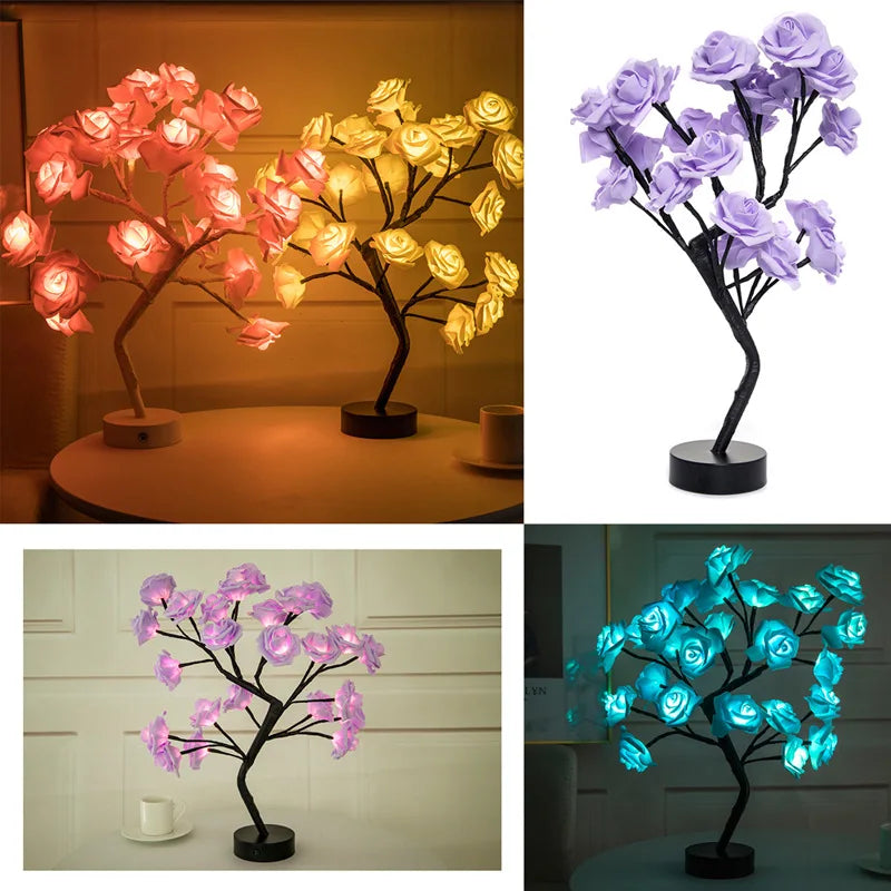 lampe de table led arbre cerisier cristal veilleuse nordique