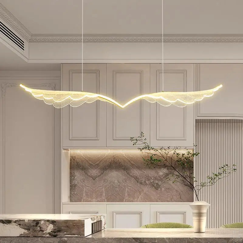 lustre nordique moderne créatif ailes d'ange en or led - vue 5 sur 6