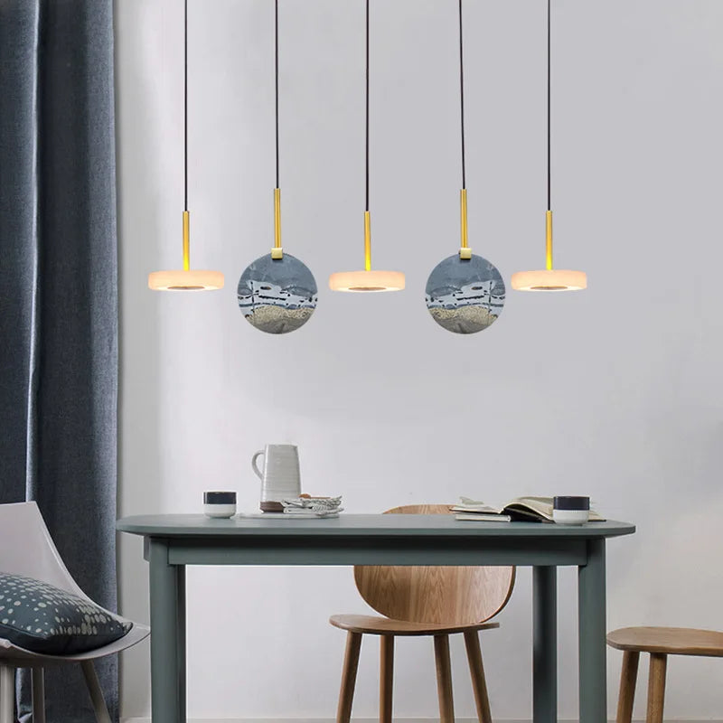 plafonnier en marbre et bois design moderne pour éclairage élégant - vue 6 sur 11