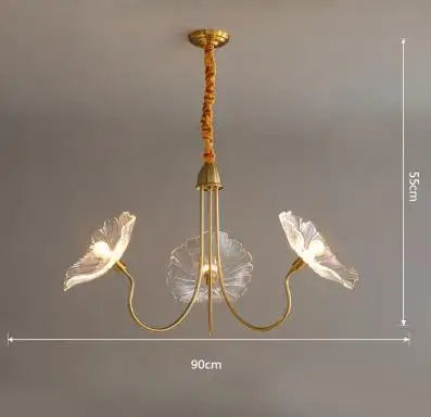 lustre moderne en verre en forme de fleur de lotus avec led - vue 13 sur 14