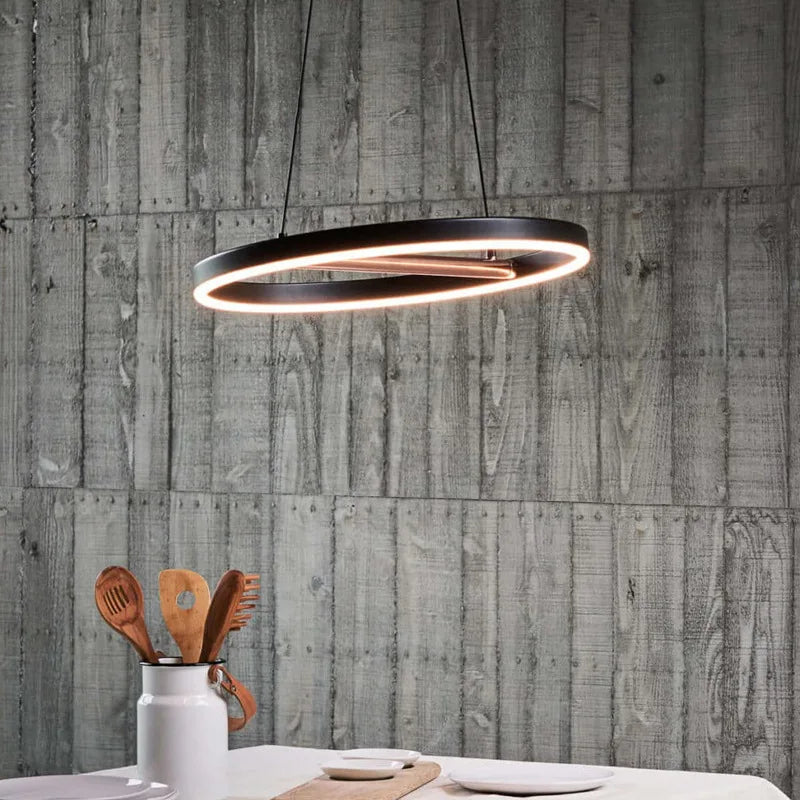 suspension rétro en fer avec bande led pour éclairage intérieur - vue 5 sur 7
