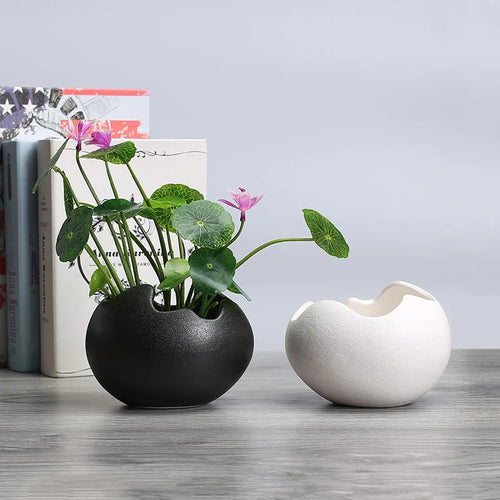 pot de fleurs hydroponique rétro en céramique pour plantes succulentes - vue 3 sur 9