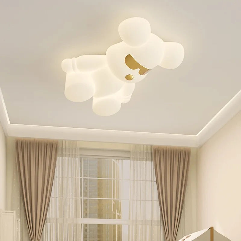 plafonnier ours blanc design moderne pour chambre d'enfant - vue 2 sur 12
