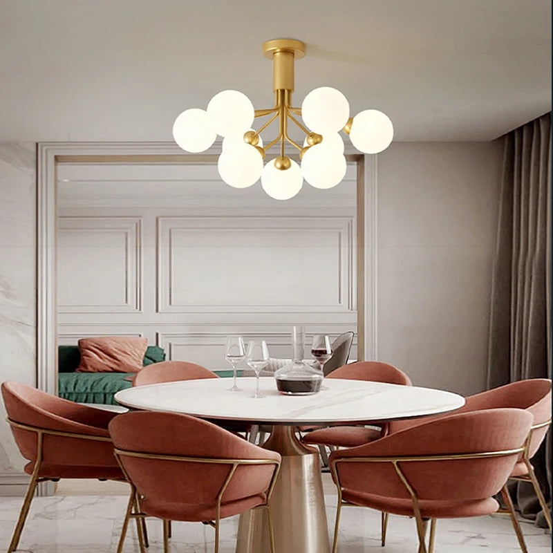 lustre nordique en verre moléculaire pour décoration intérieure - vue 3 sur 16