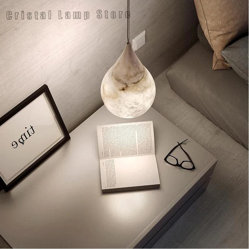 Design américain postmoderne albâtre goutte de pluie suspension éclairage style minimaliste éclairage pour chambres et restaurants - vue 4 sur 8