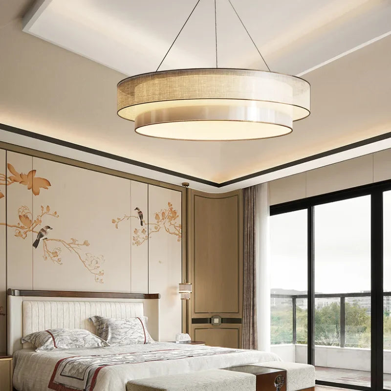 lustre circulaire moderne en tissu pour intérieur élégant - vue 5 sur 8