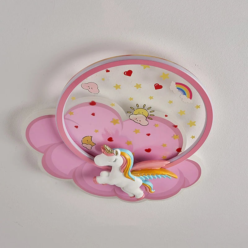 plafonnier licorne led pour fille avec télécommande optionnelle