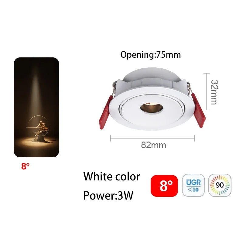spot led ultra fin à angle de faisceau pour éclairage intérieur