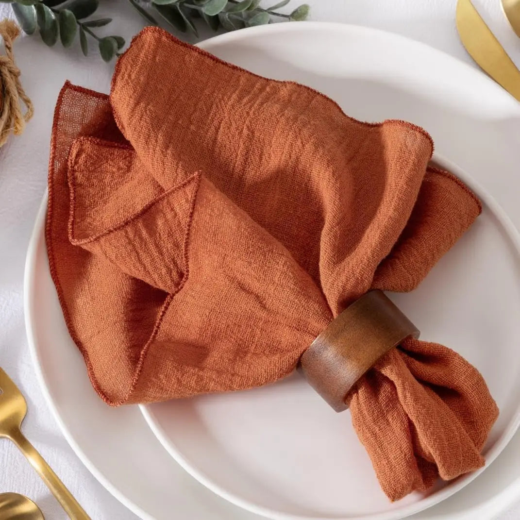 Serviette de table lot 10 gaze coton artisanale - vue 3 sur 6