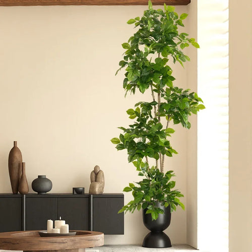 grand arbre artificiel ficus avec feuilles réalistes pour décoration intérieure