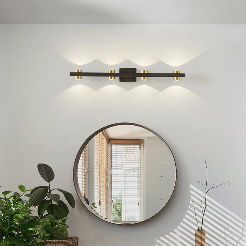 Applique murale moderne miroir LED dorée