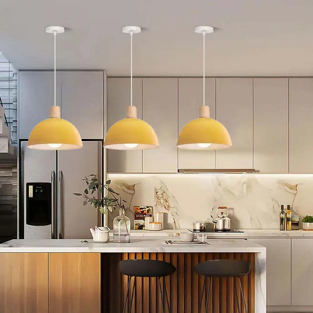 lustre nordique led en bois pour décoration maison - vue 5 sur 13