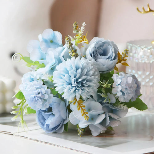 bouquet d'hortensias de pivoines artificielles pour décoration festive - vue 11 sur 11