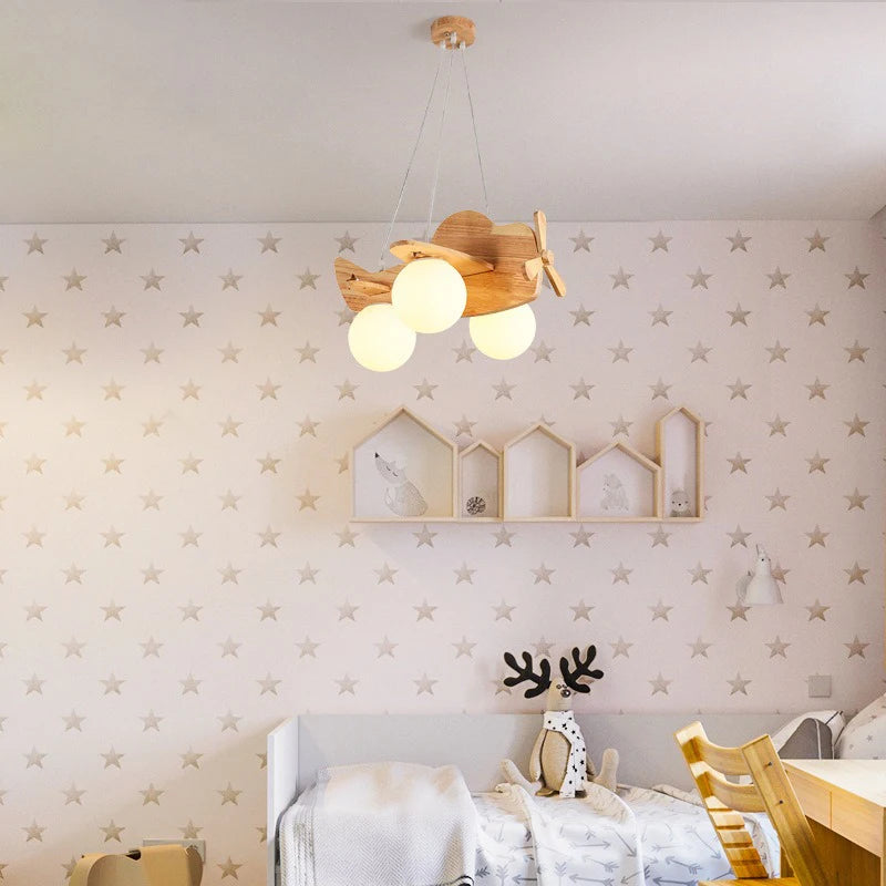 lustre en bois pour chambre d'enfant suspension décorative - vue 5 sur 15