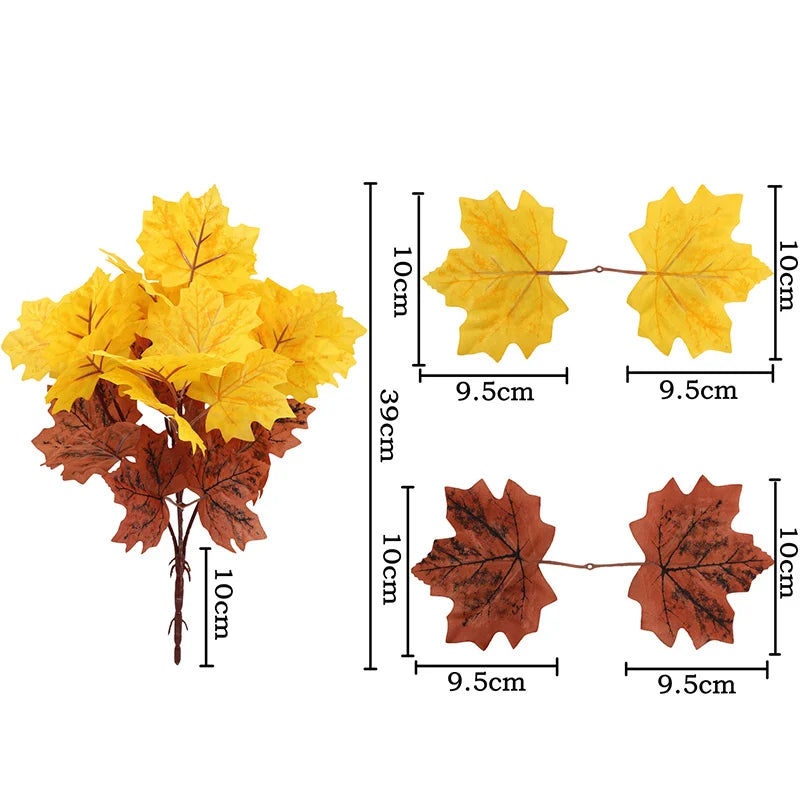 feuilles d'érable artificielles pour décoration automnale et Halloween - vue 12 sur 12