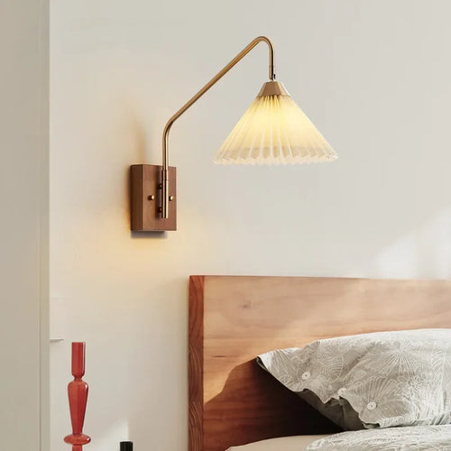 Retro Bedroom Wall Lamp, Nordic Nostalgic Wooden Homestay, Living Room, Dining Room, Study, Bedside Decoration, LED Wall Lamp - vue 6 sur 8