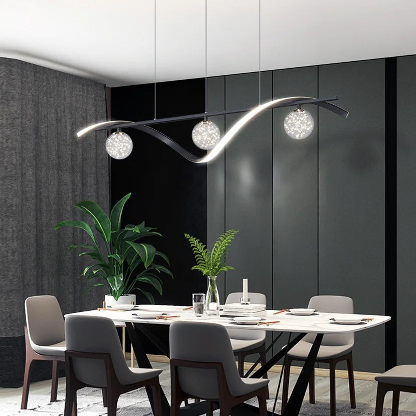 lustre sandyha led étoiles en boule de verre clair suspendue - vue 4 sur 8
