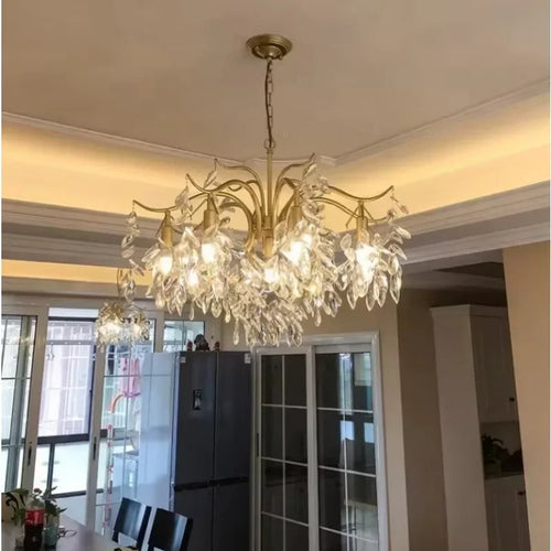 lustre moderne en cristal design floral pour décoration intérieure - vue 4 sur 9