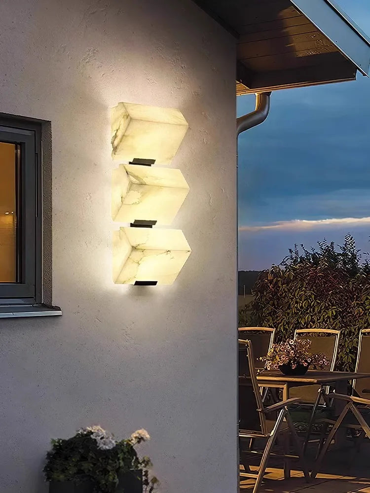 applique murale art deco marbre cube étanche pour intérieur et extérieur
